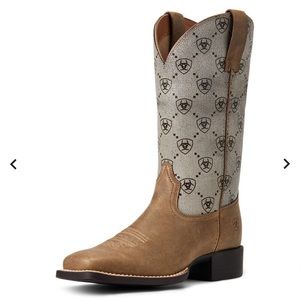 Ariat 10040362 Womens Round Up Logo Square Toe    Boots   Mid Calf